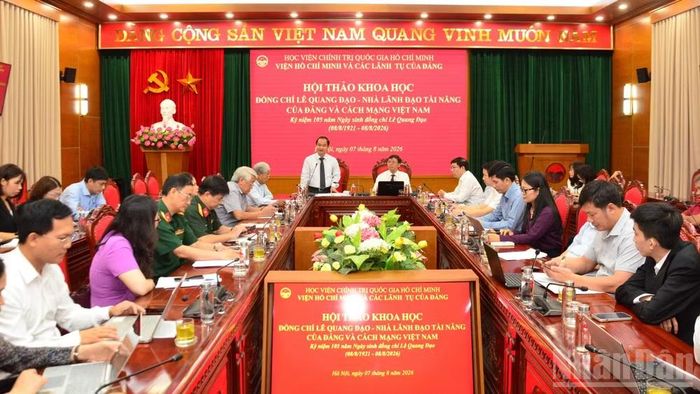 Quang cảnh hội thảo khoa học: "Đồng chí Lê Quang Đạo - Nhà lãnh đạo tài năng của Đảng và cách mạng Việt Nam". (Ảnh: PHẠM CƯỜNG)