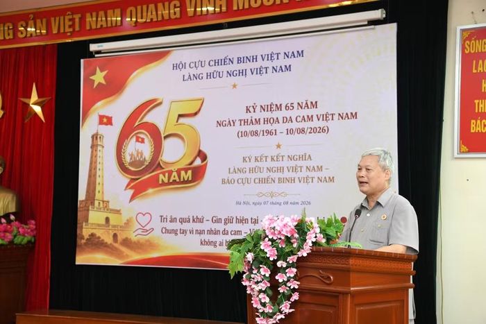 Đại tá Đỗ Phú Thọ, Tổng Biên tập Báo Cựu chiến binh Việt Nam, phát biểu. (Ảnh: HOÀNG LINH)