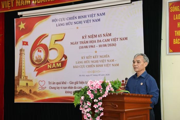  Thượng tướng Phạm Hồng Hương, Phó Chủ tịch Hội Cựu chiến binh Việt Nam, phát biểu tại buổi lễ. (Ảnh: HOÀNG LINH) 