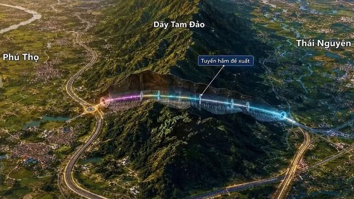 Phối cảnh đề xuất vị trí xây dựng hầm qua dãy Tam Đảo. (Ảnh: Ủy ban nhân dân tỉnh Thái Nguyên)