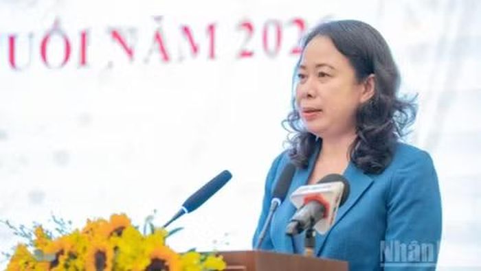 Đồng chí Võ Thị Ánh Xuân, Bí thư Trung ương Đảng, Phó Chủ tịch nước phát biểu chỉ đạo hội nghị.