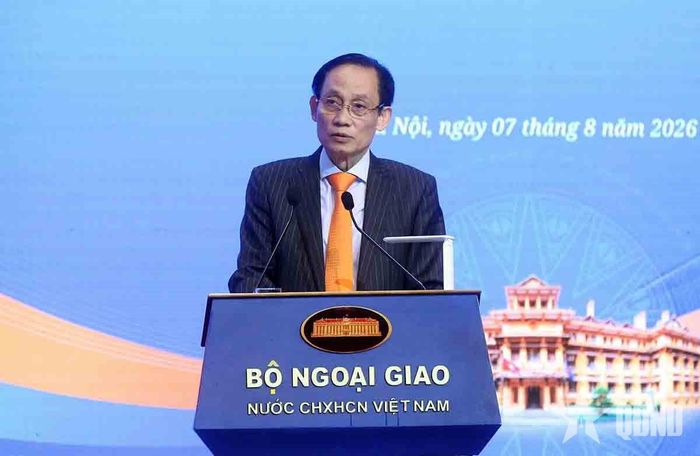 Bộ trưởng Bộ Ngoại giao Lê Hoài Trung phát biểu tại Phiên bế mạc Hội nghị Ngoại giao lần thứ 33.