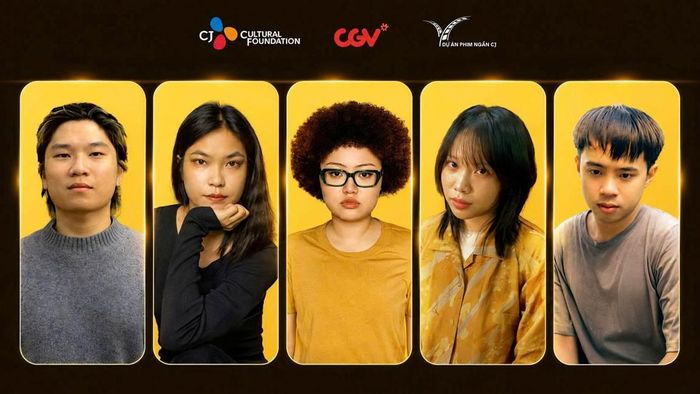 Top 5 đạo diễn xuất sắc nhất Dự án phim ngắn CJ 2026 (từ trái sang: Đạo diễn Trần Hữu Thành, Đặng Thảo Nguyên, Châu Thuý An, Nguyễn Vũ Hiền Chi, Lâm Công Thịnh). Ảnh: CGV