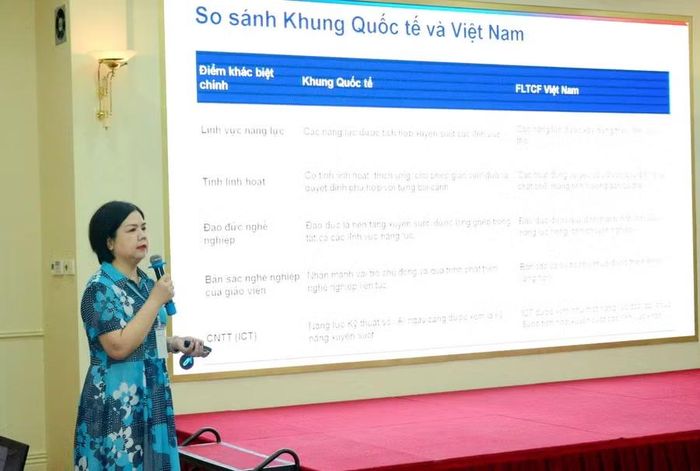 Bà Trần Hương Giang - Viện Chiến lược và Chính sách Giáo dục báo cáo về nhu cầu phát triển chuyên môn của giáo viên Việt Nam.