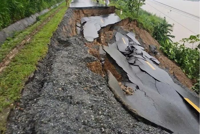 Vị trí bị sạt lở trên tỉnh lộ 161.