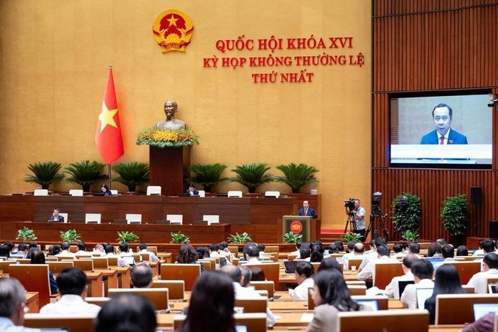 Quang cảnh phiên làm việc của Quốc hội sáng 7/8 (Ảnh: CTTĐT Quốc hội).