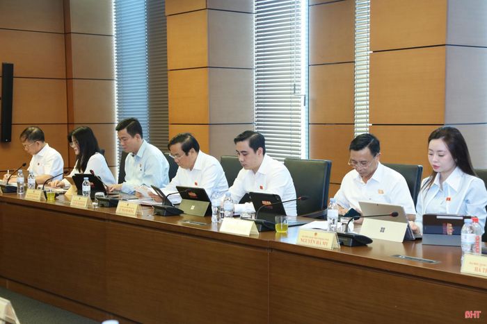 Đoàn ĐBQH tỉnh Hà Tĩnh tại phiên thảo luận.