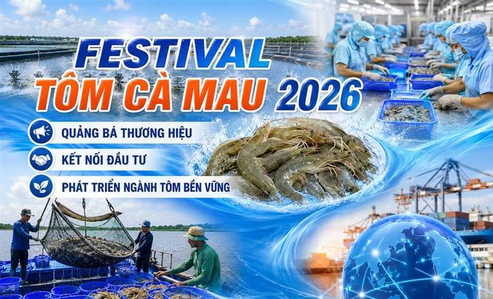 Áp phích tuyên truyền cho sự kiện Festival Tôm Cà Mau lần thứ 2. (Ảnh: Cổng Thông tin Điện tử tỉnh Cà Mau)