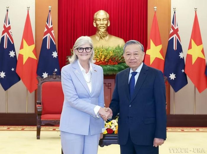 Tổng Bí thư Tô Lâm tiếp Toàn quyền Australia Sam Mostyn thăm cấp Nhà nước tới Việt Nam (9/2025). (Ảnh: Thống Nhất/TTXVN)
