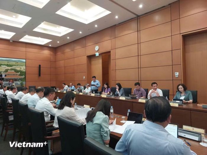 Đoàn đại biểu Quốc hội các tỉnh Thanh Hóa và Tây Ninh thảo luận ở tổ. (Ảnh: Minh Thu/Vietnam+)