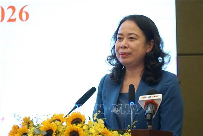 Bí thư Trung ương Đảng, Phó Chủ tịch nước, Phó Chủ tịch Hội đồng Thi đua – Khen thưởng Trung ương Võ Thị Ánh Xuân phát biểu tại Hội nghị.
