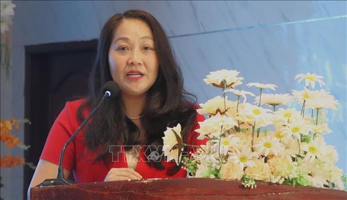 Tiến sĩ Nguyễn Thanh Thủy, Phó Hiệu trưởng Trường Cán bộ quản lý văn hóa, thể thao và du lịch phát biểu khai mạc lớp tập huấn.