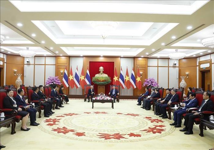Tổng Bí thư, Chủ tịch nước Tô Lâm tiếp Chủ tịch Quốc hội kiêm Chủ tịch Hạ viện Thái Lan Sophon Zaram. Ảnh: Thống Nhất/TTXVN