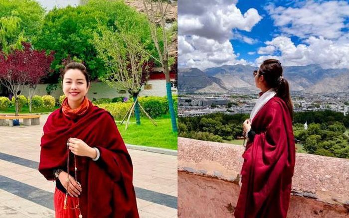 Jennifer Phạm có mặt ở Tây Tạng sau gần hai tháng đồng hành với gia đình ở Mỹ và châu Âu. Ảnh: FBNV.