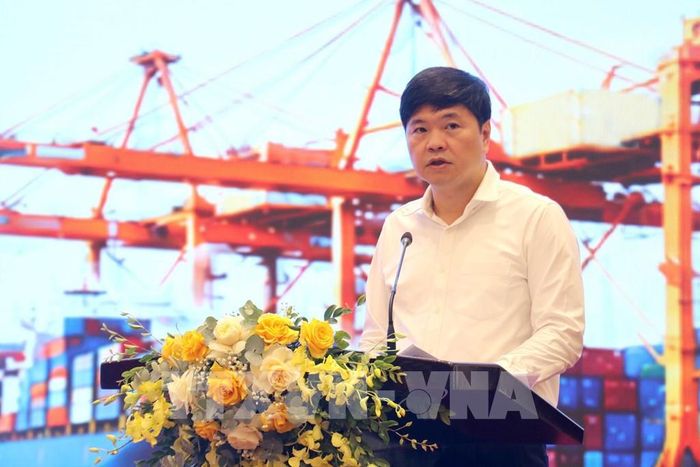 Ông Hoàng Minh Cường, Phó Chủ tịch UBND thành phố Hải Phòng phát biểu tại Hội nghị. Ảnh: Hoàng Ngọc – TTXVN