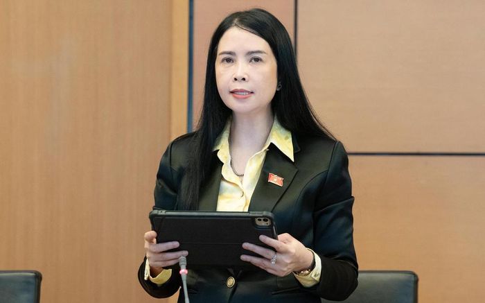 Đại biểu Quốc hội Trần Lan Phương (đoàn Hải Phòng), Phó Chủ tịch Thường trực Hội LHPN Việt Nam, góp ý dự án Luật sửa đổi, bổ sung một số điều của 10 luật trong lĩnh vực nông nghiệp và môi trường sáng 7/8. Ảnh: Lâm Hiển