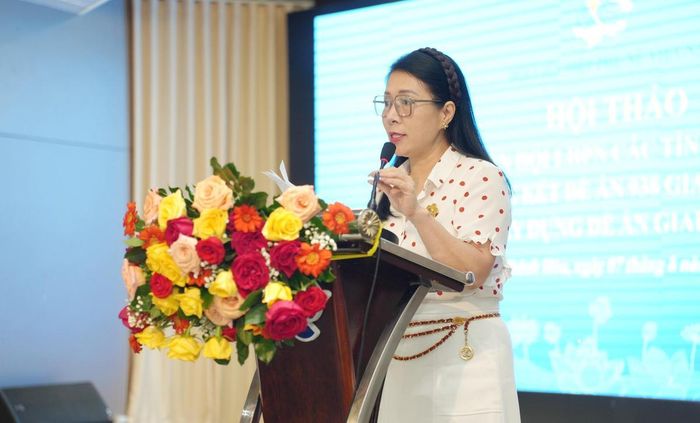 Bà Lê Thị Ngọc Huyền, chuyên viên cao cấp, Vụ Công tác Quốc hội, Địa phương và Đoàn thể, nêu các giải pháp góp ý cho Đề án 938 trong giai đoạn mới.
