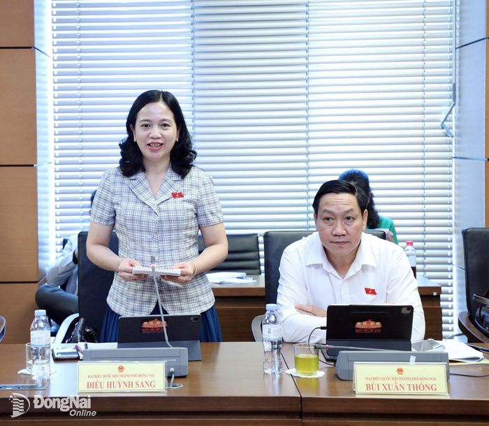 Đại biểu Điểu Huỳnh Sang, Đoàn Đại biểu Quốc hội thành phố Đồng Nai phát biểu thảo luận tại tổ. Ảnh: CTV