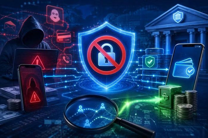  Ngân hàng Nhà nước phối hợp Bộ Công an khẩn trương thiết lập cơ chế "ngăn chặn nóng" đối với tài khoản ngân hàng, ví điện tử liên quan đến hoạt động lừa đảo trực tuyến. Ảnh minh họa: ChatGPT 