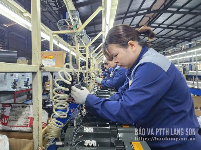 Công nhân Công ty TNHH Bảo Long sản xuất máy bơm nước