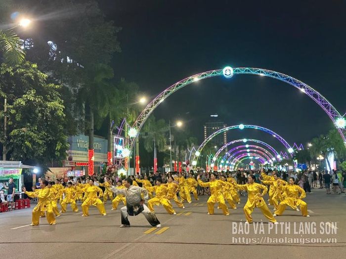 Tiết mục Thái Cực Quyền do thành viên các câu lạc bộ trên địa bàn tỉnh biểu diễn tại Không gian văn hóa đường Hùng Vương