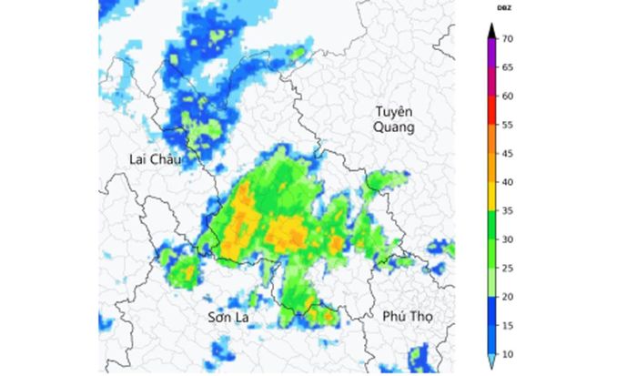 Ảnh radar thời tiết tỉnh Lào Cai lúc 07h00 ngày 07/8/2026 (Nguồn: Trung tâm Mạng lưới KTTV Quốc gia, http://hymetnet.gov.vn)