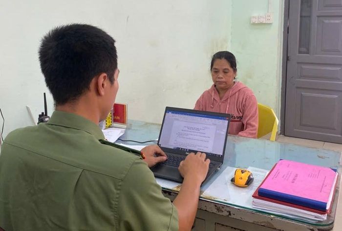 Bảo mẫu Triệu Thị Tâm tại cơ quan công an.