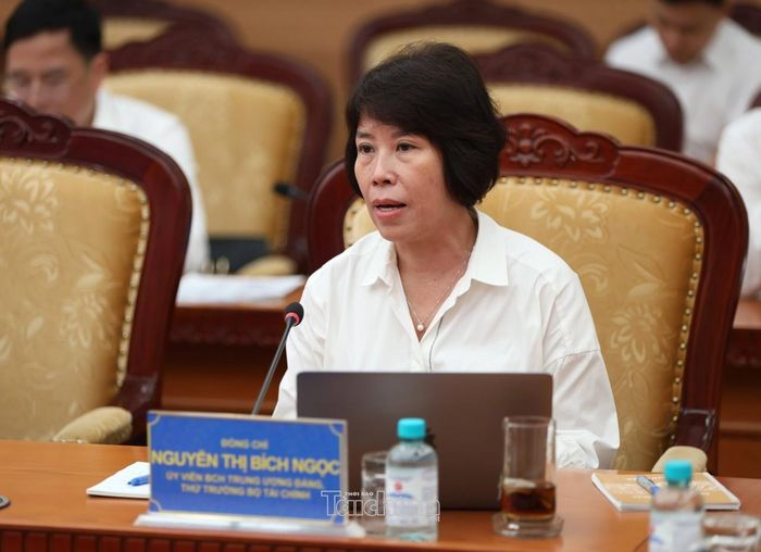 Thứ trưởng Bộ Tài chính Nguyễn Thị Bích Ngọc phát biểu. Ảnh: Mạnh Tuấn