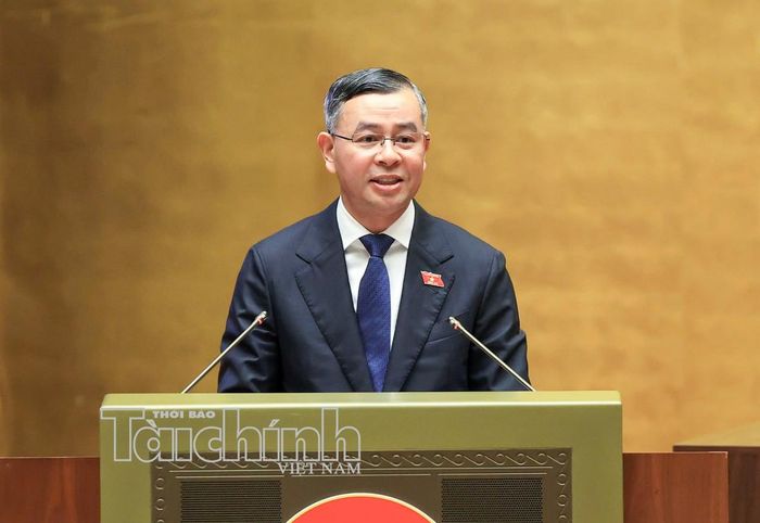 Bộ trưởng Bộ Tài chính Ngô Văn Tuấn phát biểu tại Quốc hội. Ảnh: Đức Thanh