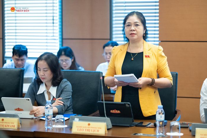 ĐBQH Leo Thị Lịch (Bắc Ninh) phát biểu thảo luận tại Tổ 8