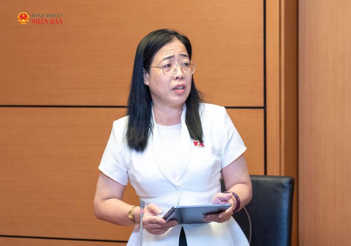 ĐBQH Nguyễn Thị Hồng Phượng (Đồng Tháp) phát biểu tại Tổ 14. Ảnh: Mạnh Hưng