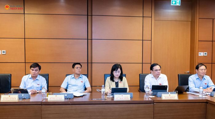 ĐBQH tỉnh Đồng Tháp tham dự phiên thảo luận tại Tổ 14, sáng 7/8. Ảnh: Mạnh Hưng