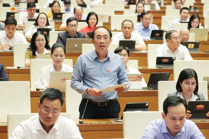 ĐBQH Lê Nhật Thành (TP. Hà Nội) phát biểu. Ảnh: Hồ Long
