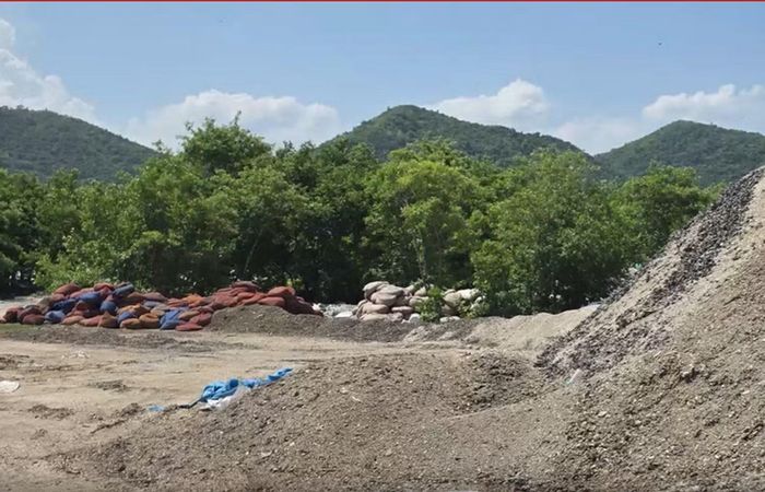 Khu đất của Trần Thị Thúy Linh sử dụng làm bãi chứa, chôn lấp sò, ốc chết gây ô nhiễm môi trường.