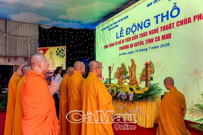 Không gian buổi lễ động thổ công trình tu bổ Di tích Kiến trúc nghệ thuật chùa Phật Tổ diễn ra vào ngày 16/7/2026 vừa qua.