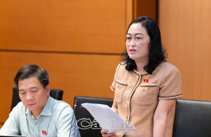 Đại biểu Trần Thị Hoa Ry, Phó Chủ tịch Hội đồng Dân tộc của Quốc hội, phát biểu thảo luận.