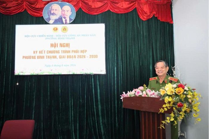 Thiếu tướng Trần Triều Dương - Phó Chủ tịch Hội Cựu CAND TP.HCM phát biểu 
