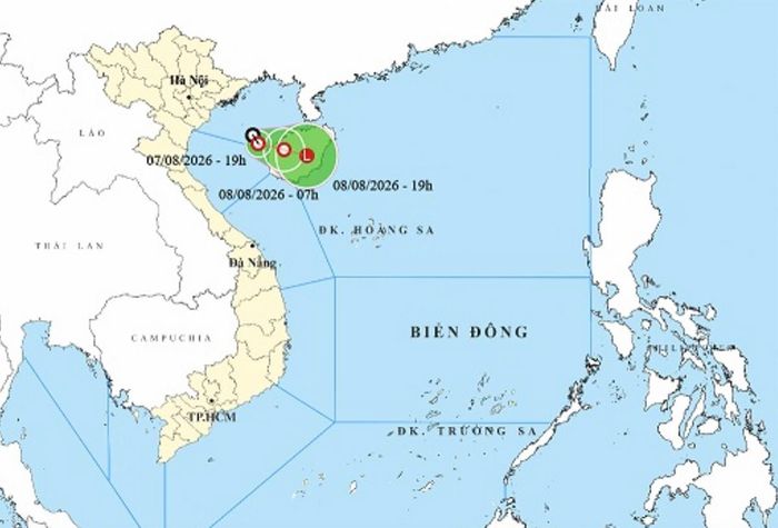 Bản đồ dự báo đường đi, khu vực ảnh hưởng của áp thấp nhiệt đới. (Nguồn: NCHMF)