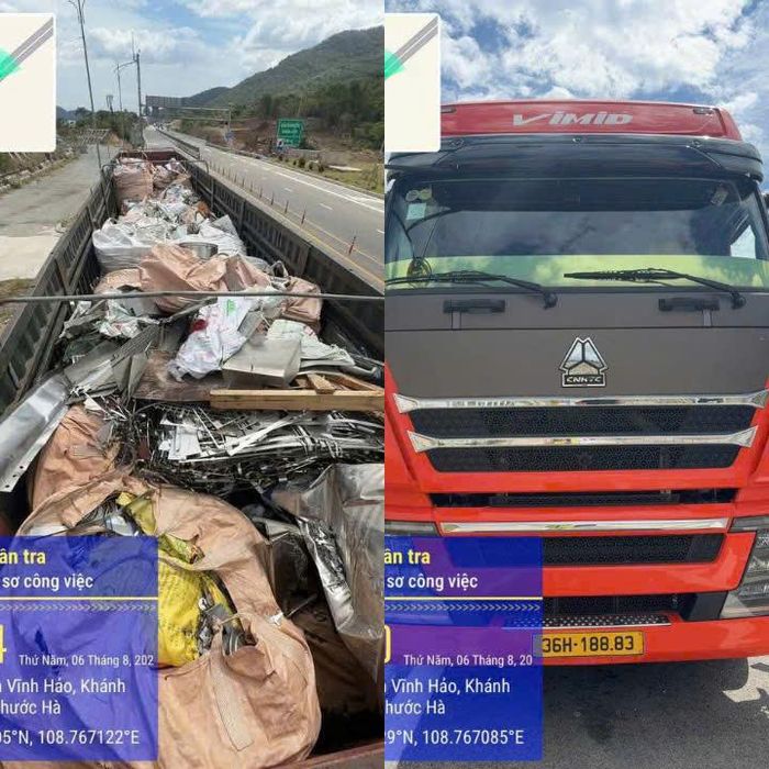 Chiếc xe được cho là làm rơi vãi vật sắc nhọn trên cao tốc.