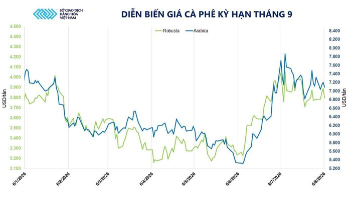 Diễn biến giá cà phê kỳ hạn tháng 9. Nguồn: MXV