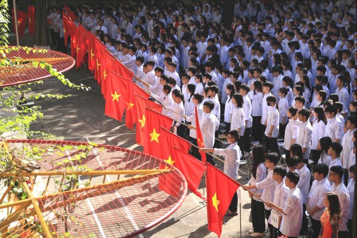 Học sinh Trường THPT Lê Quý Đôn - Hà Đông trong lễ khai giảng năm học 2025-2026. Ảnh: ND