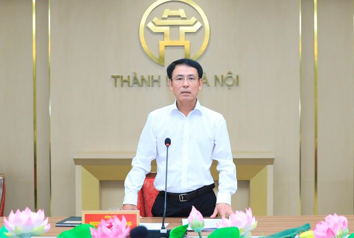 Phó Bí thư Thường trực Thành ủy Hà Nội Nguyễn Trọng Đông phát biểu kết luận hội nghị. Ảnh: Quang Thái