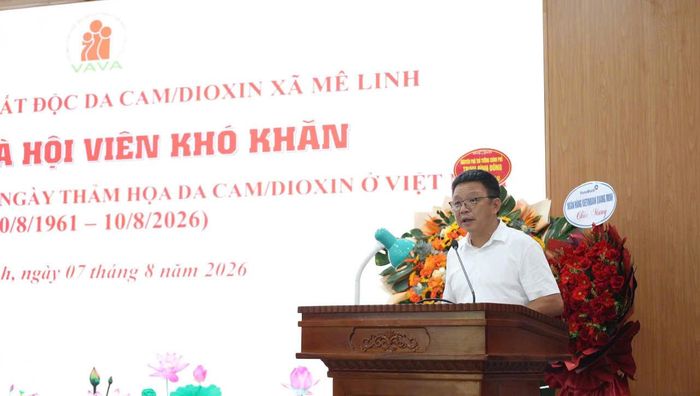 Chủ tịch Ủy ban MTTQ Việt Nam xã Mê Linh Lương Toàn Thắng phát biểu tại Hội nghị. Ảnh: PV