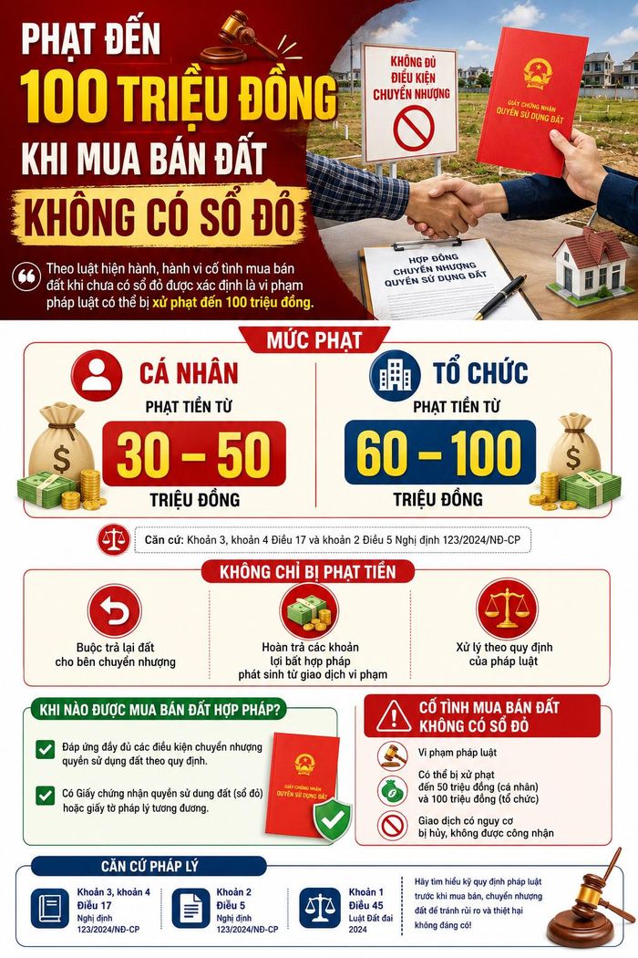 Mua bán đất không có sổ đỏ, người dân có thể bị phạt rất nặng