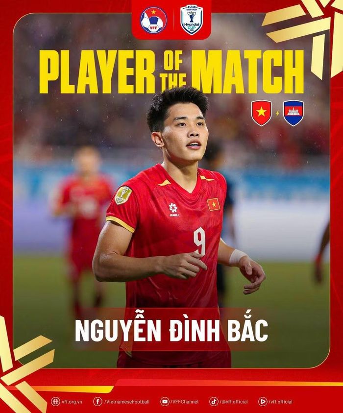 Đình Bắc ghi 2 bàn thắng trong trận đấu với Campuchia. (Ảnh: VFF)