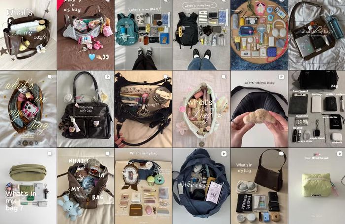 Trào lưu "What's in my bag?" năm nay chuyển qua phiên bản ngăn nắp hơn. Kiểu chụp ảnh này đang được lòng thế hệ MZ Hàn, Nhật.