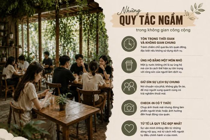  Luôn có những quy tắc ngầm mà người trẻ cần tuân theo khi ứng xử trong không gian công cộng. Ảnh minh họa được tạo bởi AI. 