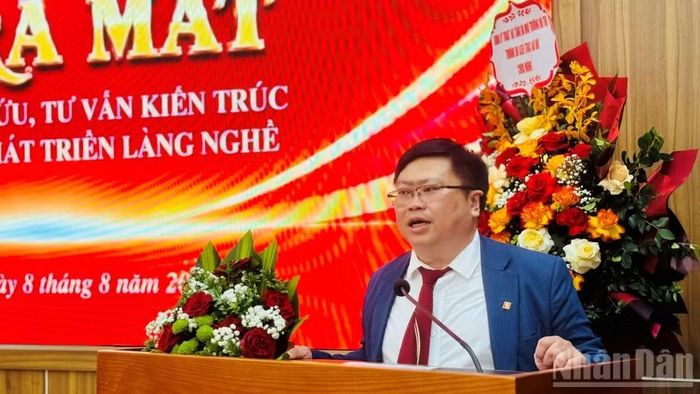 Thạc sĩ, kiến trúc sư Nguyễn Khánh Hiệp, Viện trưởng phát biểu tại buổi lễ.