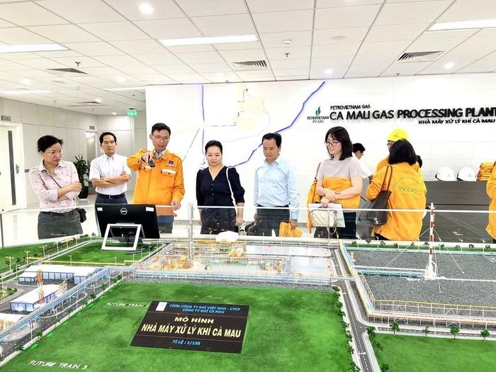 Bà Nguyễn Thị Lâm Giang - Cục trưởng Cục Đổi mới sáng tạo, Chuyển đổi xanh và Khuyến công (Bộ Công thương) khảo sát việc khoa học công nghệ của PV GAS. (Ảnh: ĐỖ BẢO)
