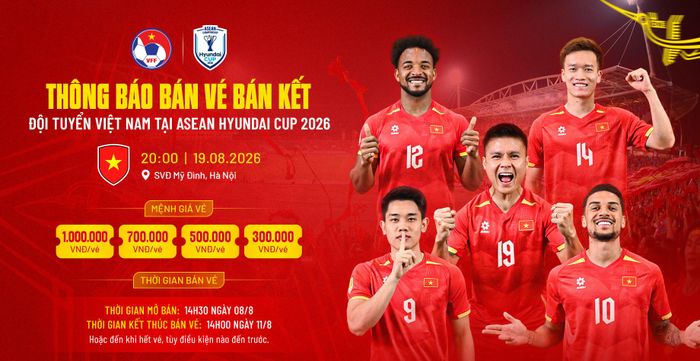 VFF công bố các mức giá và kế hoạch bán vé bán kết.  